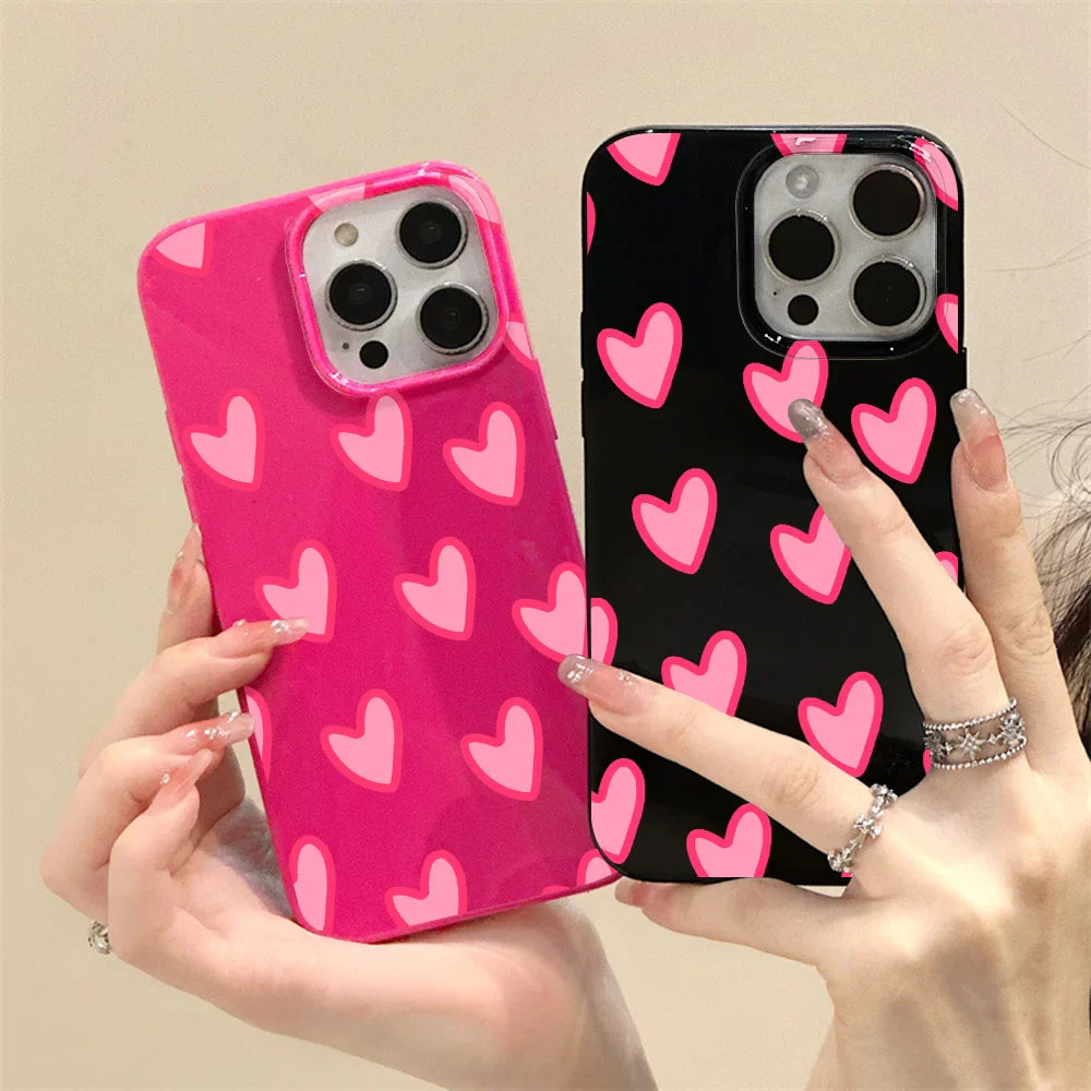 Cute Pink Love Heart Phone Case