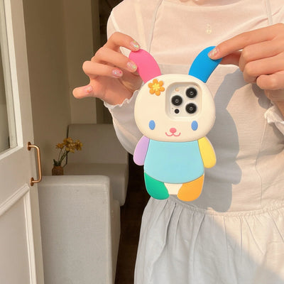 Cute Cartoon 3D Rainbow rabbit Phone Case