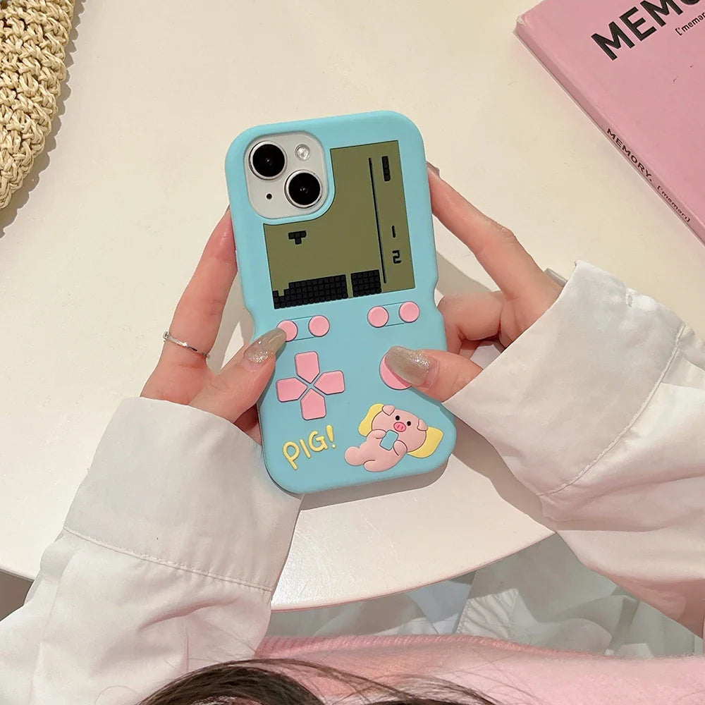 Funny Game Player Pig Soft Silicone Phone Case