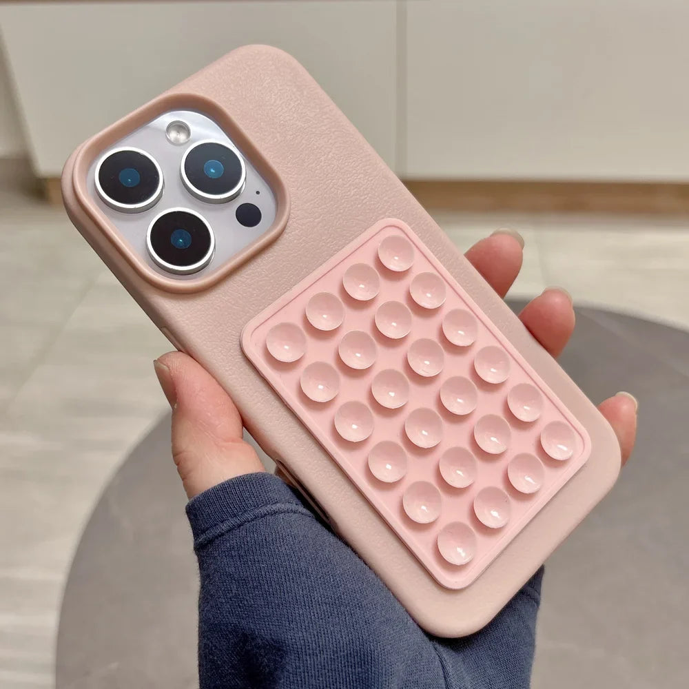 Luxury 3D Suction Cup Stand Litchi Pattern Phone Case
