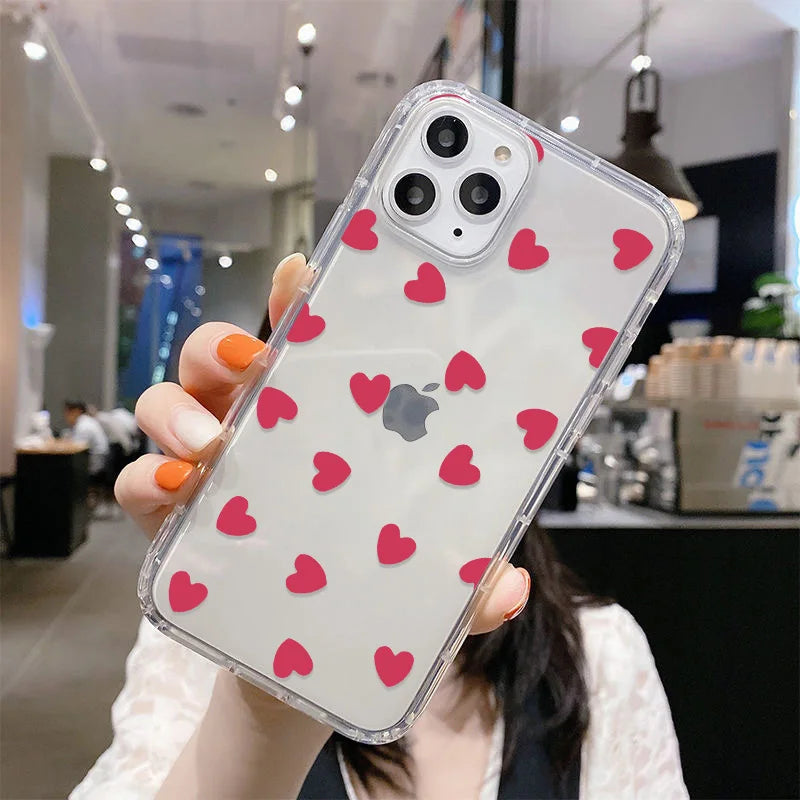 Clear Shockproof Love Heart Cover Phone Case