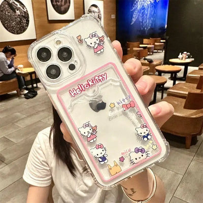 Cute Hello Kitty Kuromi Photo Card Holder Wallet Phone Case