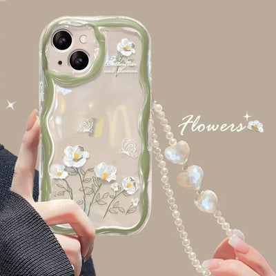 Wave With Wrist Strap Lanyard Rainbow Butterfly Phone Case
