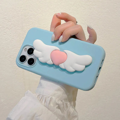 Cute 3D Angel Wings Case With Stand Holder Cover Phone Case