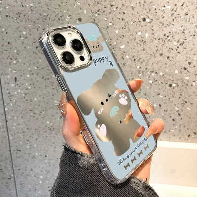 Cute Puppy Luxury Plating Mirror Shockproof Cover Phone Case