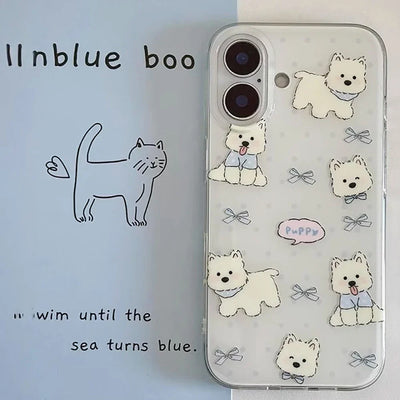 Ins Cute Line Cat Dog Phone Case