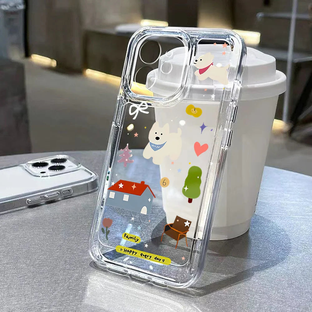 Cartoon Cute Dog Clear Star Y2K Cover Phone Case