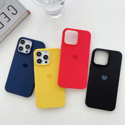 Matte Candy Color Love Heart Soft TPU Phone Case