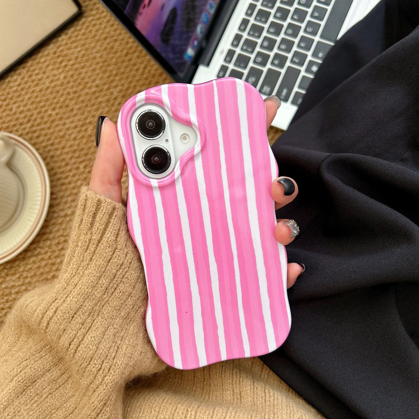 Fashion 2 in 1 Glossy Stripes Phone Case