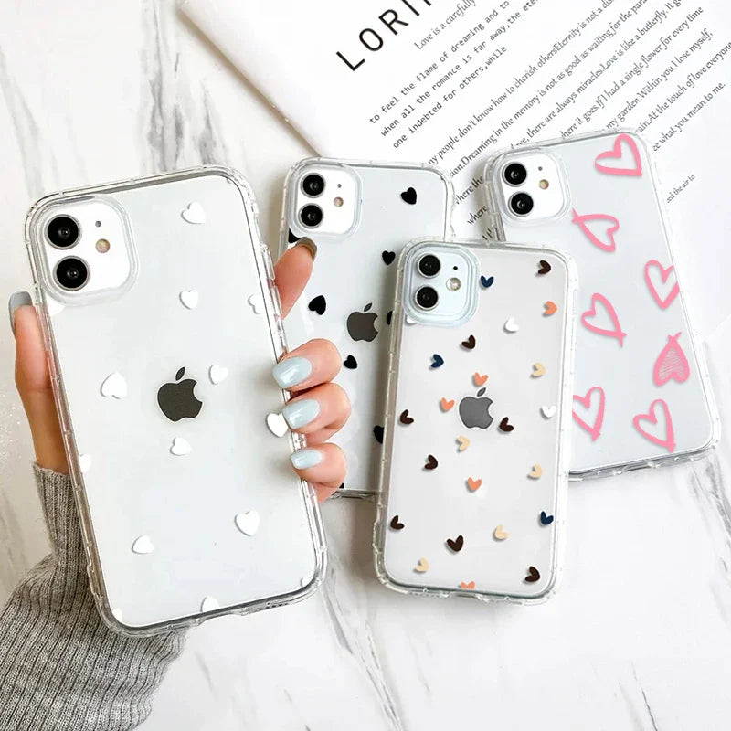 Clear Shockproof Love Heart Cover Phone Case
