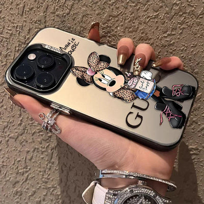 Fashion Leopard Print Minnie Plating Matte Phone Case