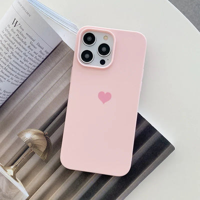 Matte Candy Color Love Heart Soft TPU Phone Case