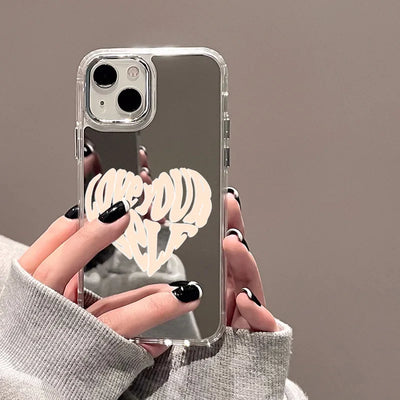 Cute Love Heart Bumper Soft Mirror Cover Phone Case