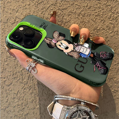 Fashion Leopard Print Minnie Plating Matte Phone Case