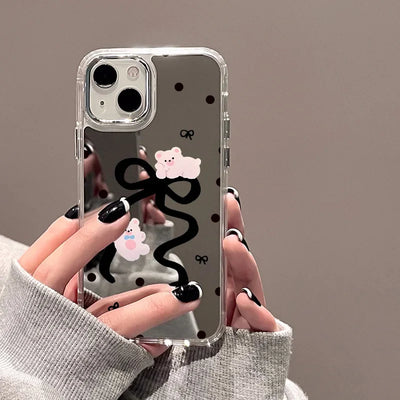 Cute Love Heart Bumper Soft Mirror Cover Phone Case