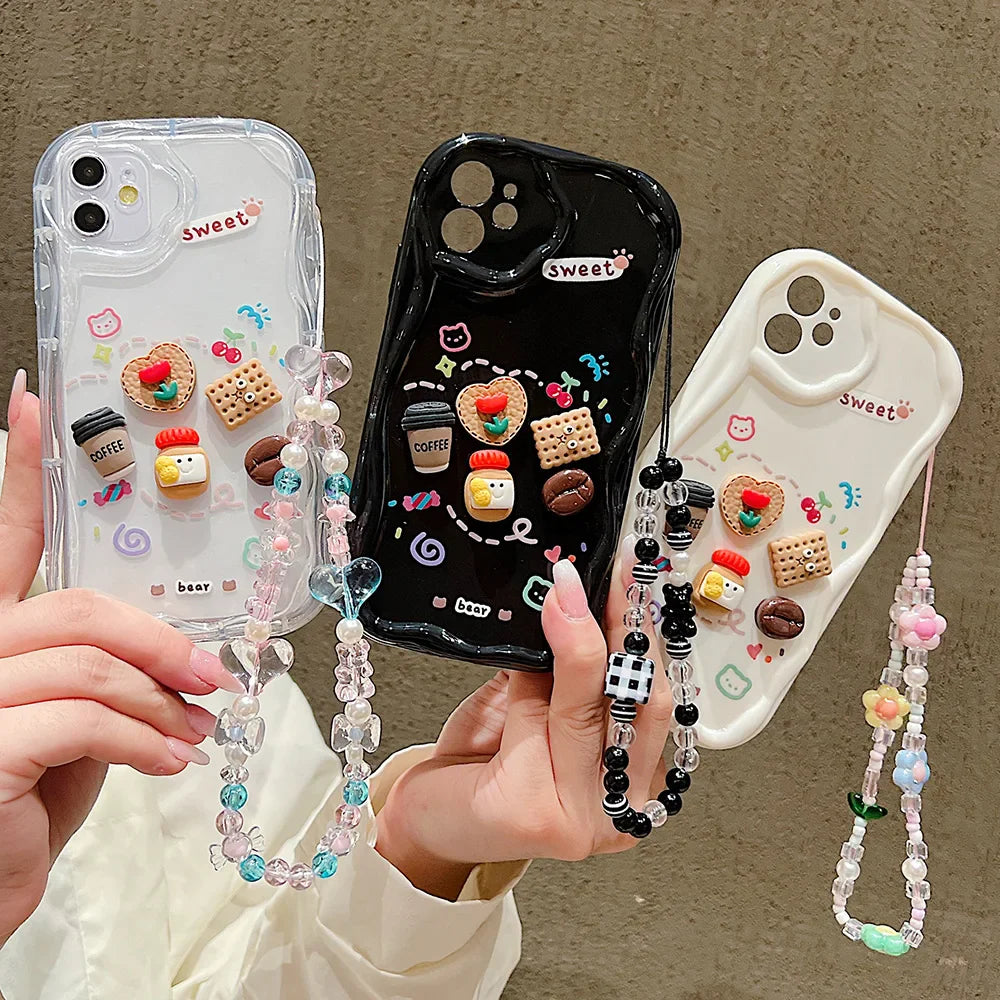 Korean Cute 3D Bear Coffee Phone Case