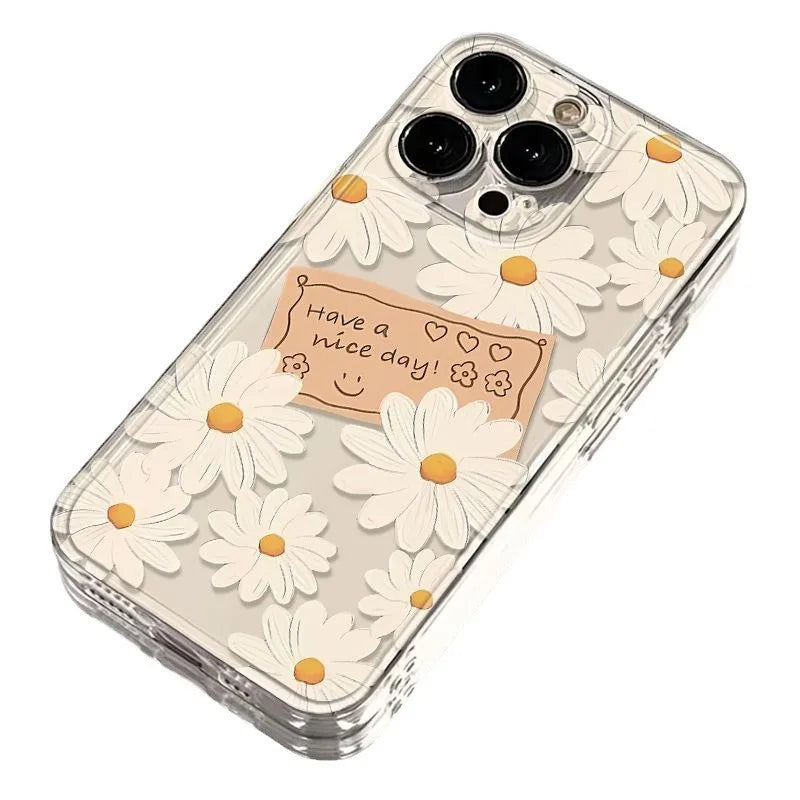 White Daisy Have A Nice Day Phone Case