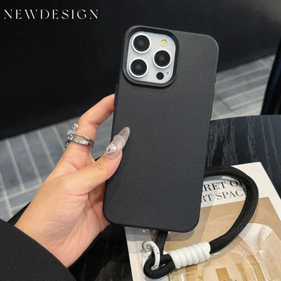 Luxury With Lanyard Litchi Lines Leather Phone Case