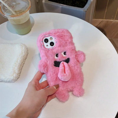 Cute Plush Magnetic Tongue-Sticking Little Monster Phone Case