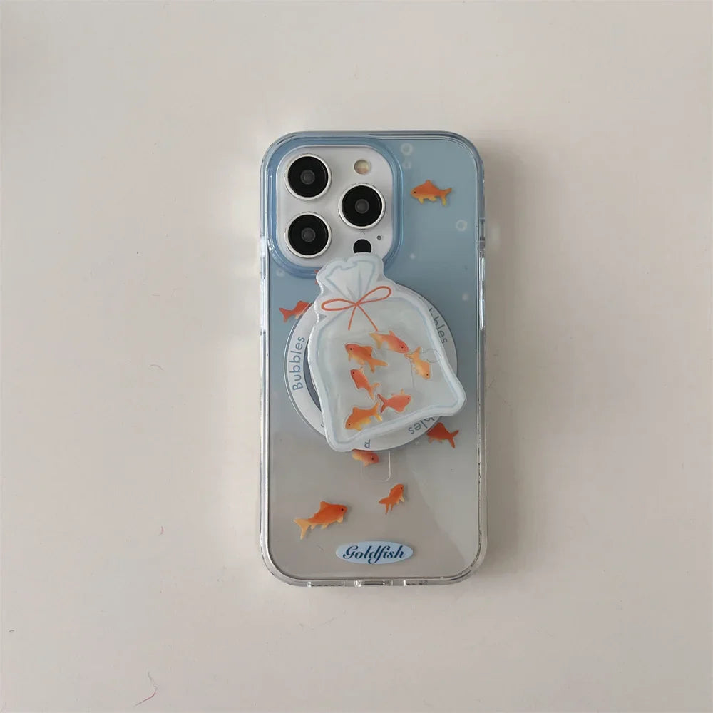 Cute Gradient Color fish Wireless Charge Phone Case