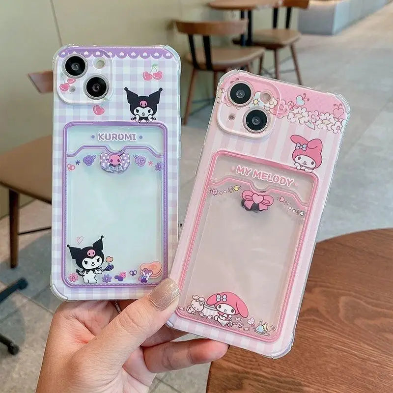Kuromi Melody Card Holder Slot Bag Soft Silicone Phone Case