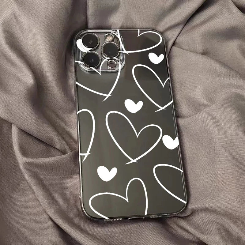 Love Heart Soft Clear Simple lines Cover Phone Case