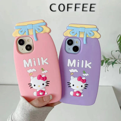Cute Hello Kitty Milk Bottle Soft Silicone Phone Case