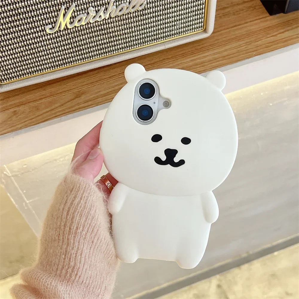 Soft Silicone Cartoon Cute White Bear Shockproof Phone Case