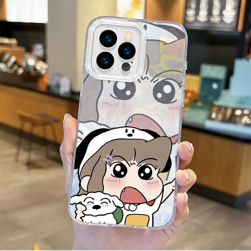 Cute Crayon Shin-chans Couple Gradient Phone Case