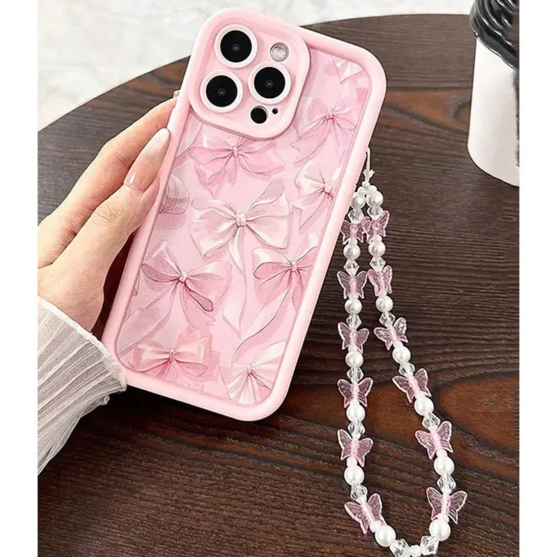 Pink Bow Pattern Silicone Phone Case