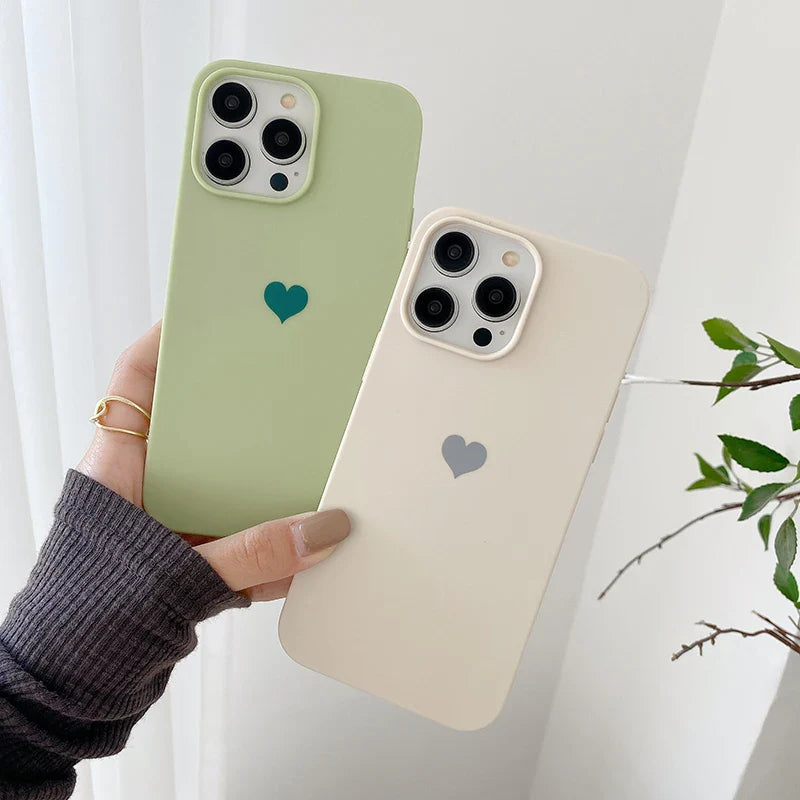 Matte Candy Color Love Heart Soft TPU Phone Case