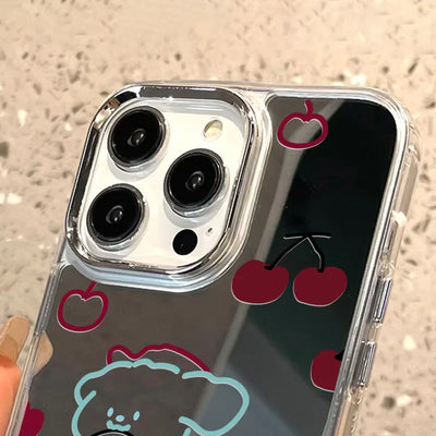 Cute Cherry Plating Make Up Mirror Phone Case