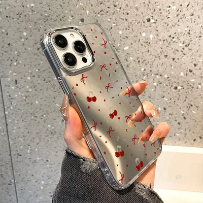 Cute Cherry Bow Mirror Phone Case