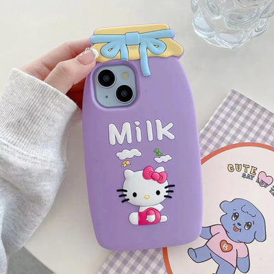 Cute Hello Kitty Milk Bottle Soft Silicone Phone Case