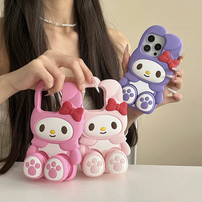 Cute 3D Cartoon My Melody Stretching Feet Stand Holder Phone Case