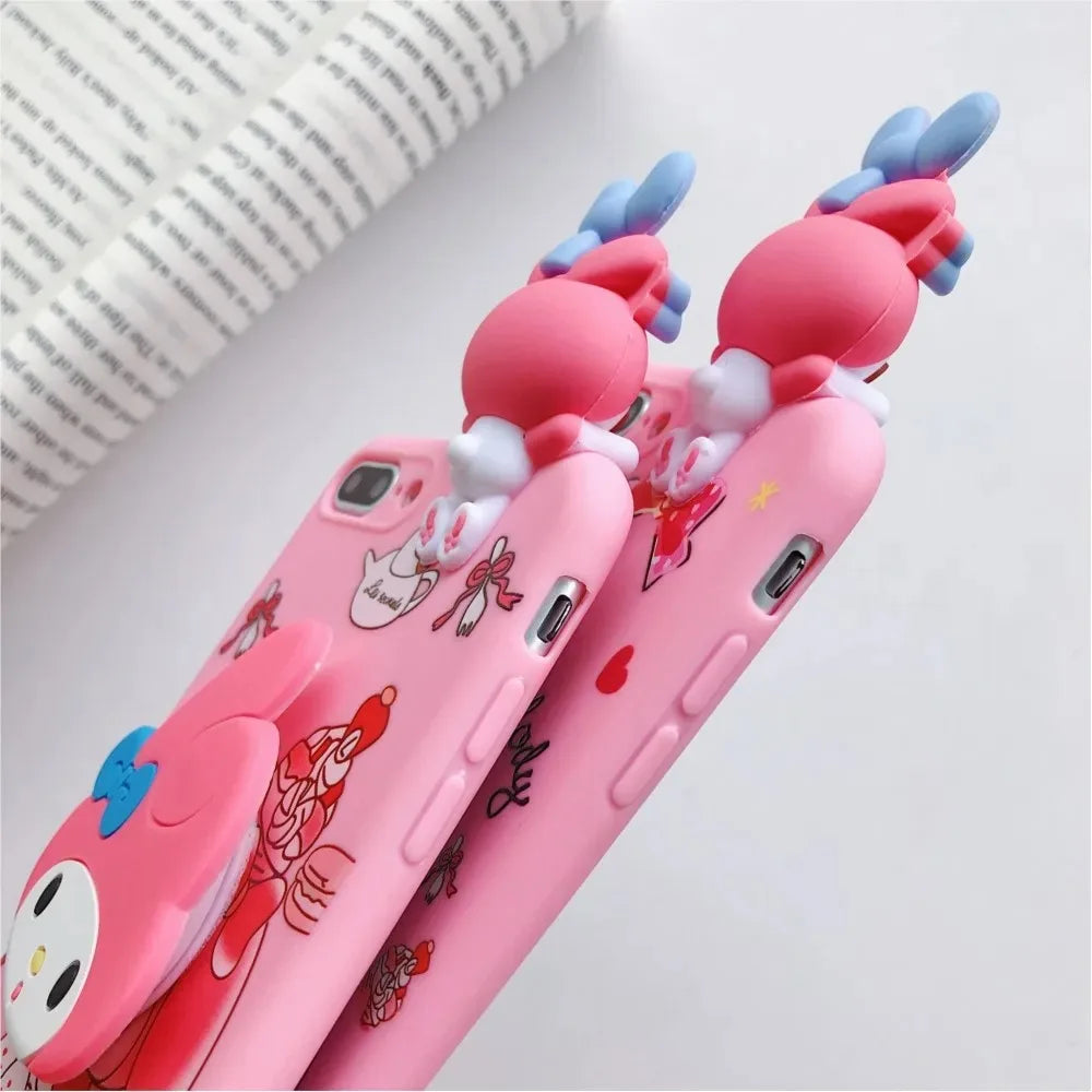 3D Melody Hello Kitty Phone Holder Case Lanyard Cover Phone Case
