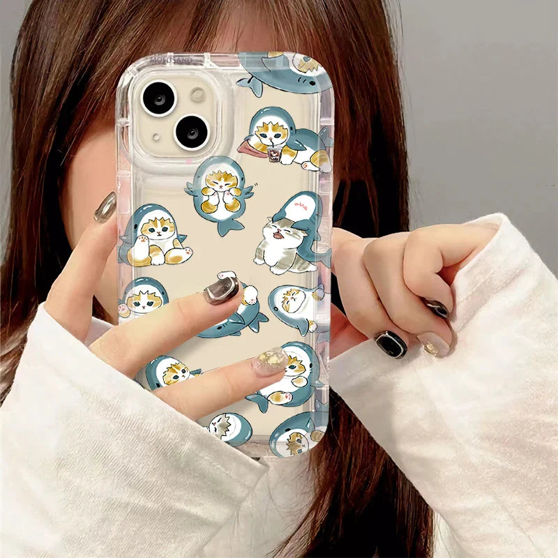 Mofusand Shark Cat Clear Phone Case