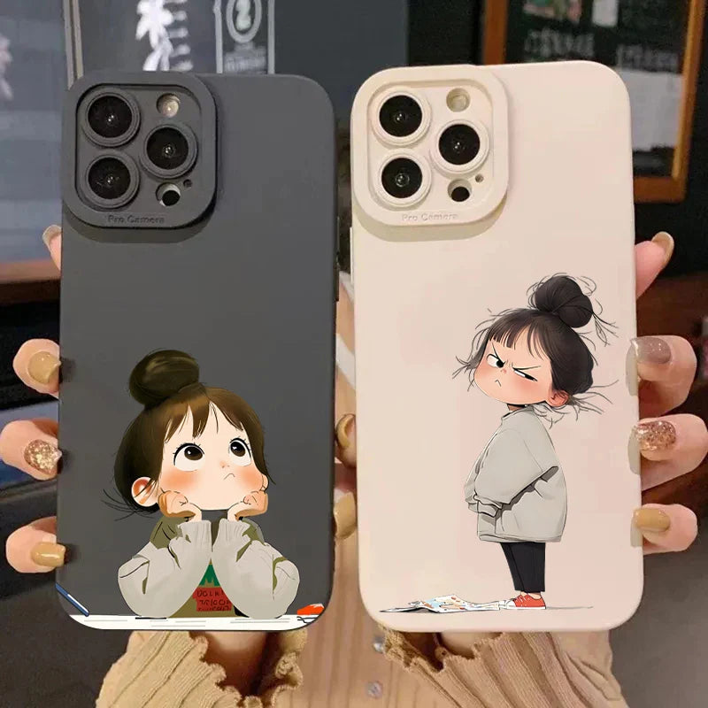 Cute Angry Little Girl Printed Silicone Phone Case