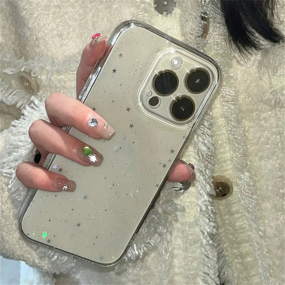 Luxury Bling Star Sequins Glitter Transparent Phone Case