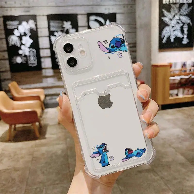Cartoon Stitch Card Holder Slot Bag Wallet Phone Case