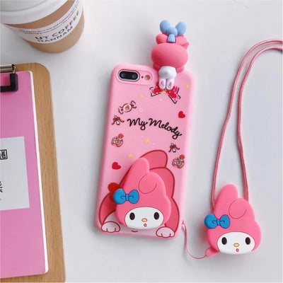 3D Melody Hello Kitty Phone Holder Case Lanyard Cover Phone Case