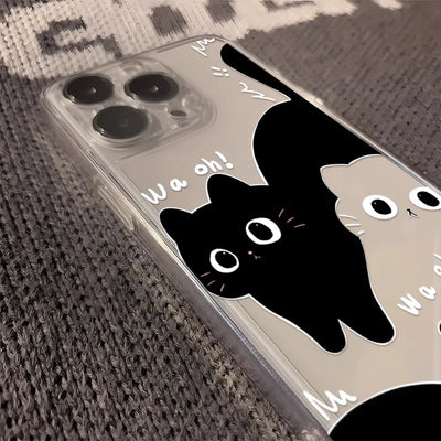 Black White Big Eyes Cat Kitty Phone Case