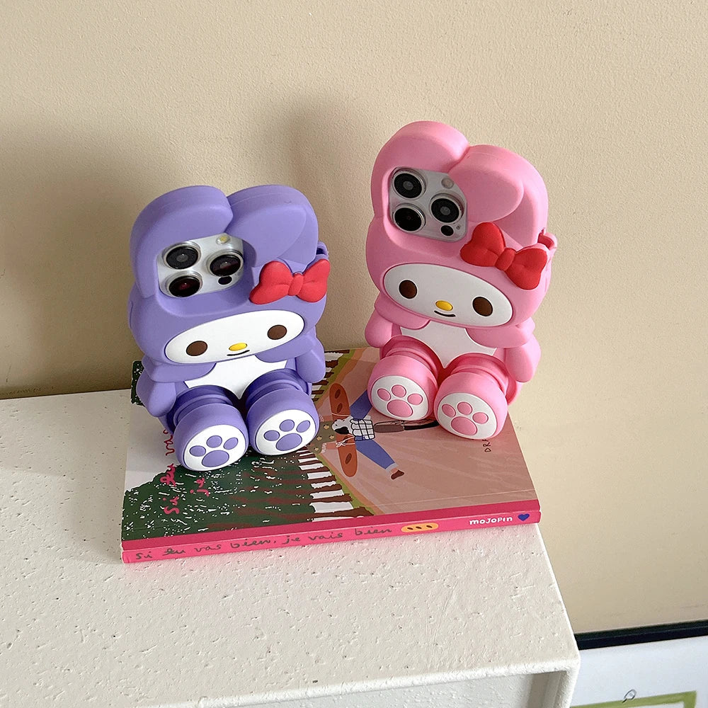 Cute 3D Cartoon My Melody Stretching Feet Stand Holder Phone Case