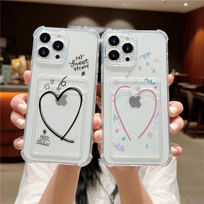 Love Heart Card Photo Holder Phone Case