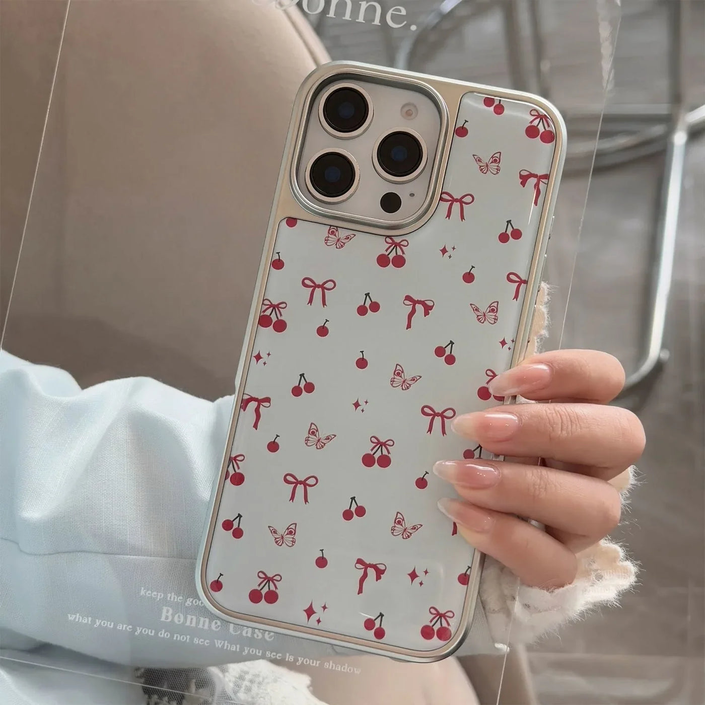 Fantastic Butterfly Red Cherry Bow Compatible Phone Case