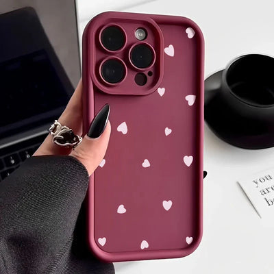 Simple Style Love Hearts Print Soft Silicone Cover Coque Phone Case