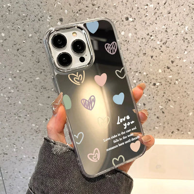 Blue Silver Plated Mirror English Transparent Frame Phone Case