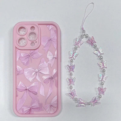 Pink Bow Pattern Silicone Phone Case