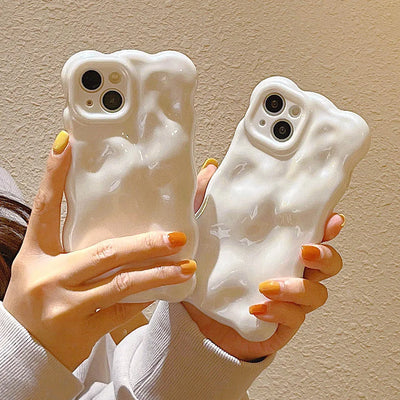 Japan Korea 3D Meteorite Pearl Cream White Soft IMD Phone Case