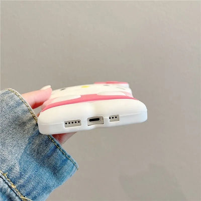 3D Pink Hello Kitty Cartoon Silicon Soft Phone Case
